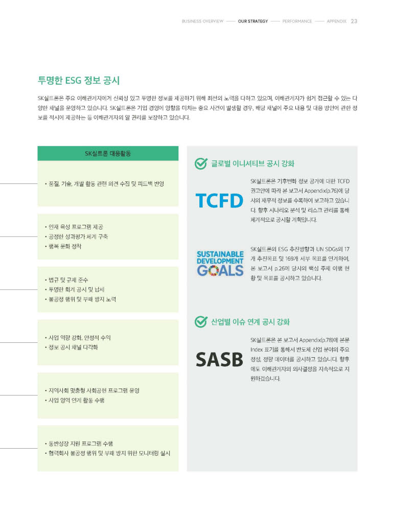 SK실트론의 지속가능경영보고서 내용