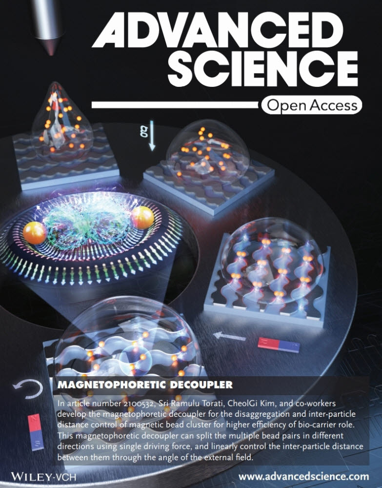 Advanced Science 표지논문 커버로 채택된 김철기 교수팀 연구성과 이미지