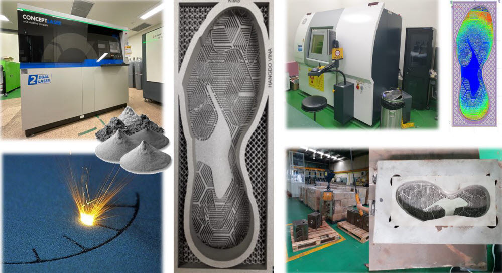 금속3D프린팅을 이용한 신발 금형의 신속 제조 기술 및 분석 시제품 테스트.