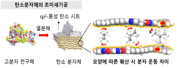 탄소 분자체의초미세 기공 모식도