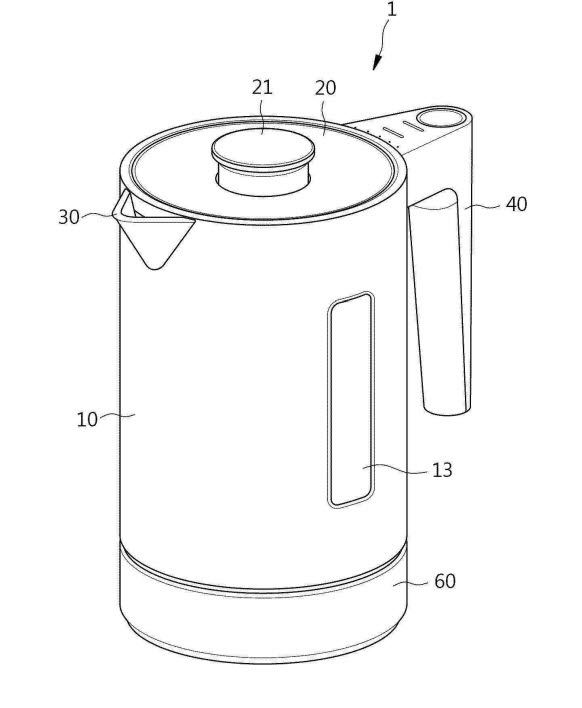 LG전자가 특허 출원한 전기주전자 도안. 출처 - 특허청