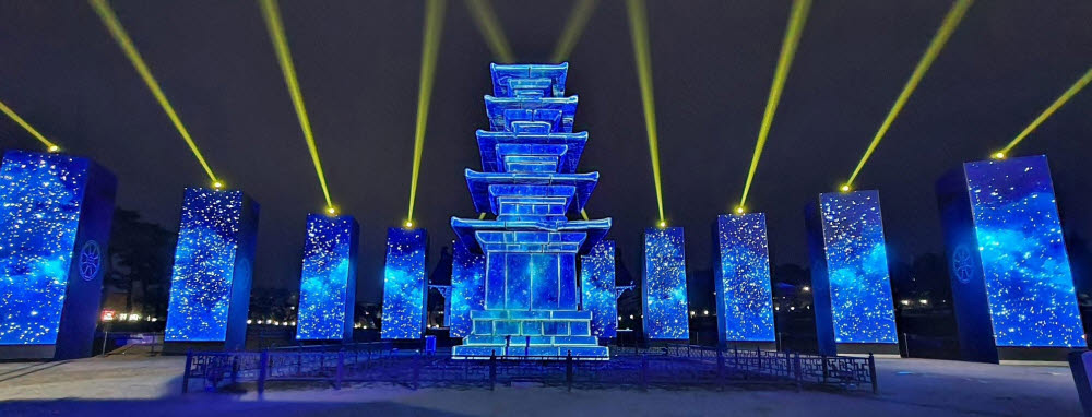 LG유플러스, 부여 정림사지서 5G 28㎓ 실감형 서비스 공개