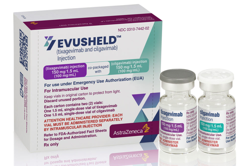 This image provided by AstraZeneca in December 2021 shows packaging and vials for the companys Evusheld medication. On Wednesday, Dec. 8, 2021, U.S. health officials authorized the new COVID-19 antibody drug for people with serious health problems or allergies who cant get adequate protection from vaccination. (AstraZeneca via AP) AP PROVIDES ACCESS TO THIS THIRD PARTY PHOTO SOLELY TO ILLUSTRATE NEWS REPORTING OR COMMENTARY ON FACTS DEPICTED IN IMAGE; MUST BE USED WITHIN 14 DAYS FROM TRANSMISSION; NO ARCHIVING; NO LICENSING; MANDATORY CREDIT