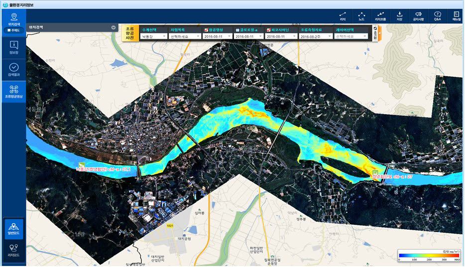 수질 원격탐사 기법으로 제공한 녹조 분석 정보