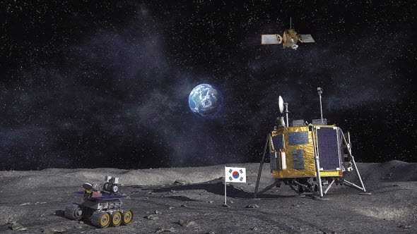 한국형 달 궤도선(KPLO)과 달 착륙선 임무 상상도. 사진=한국항공우주연구원