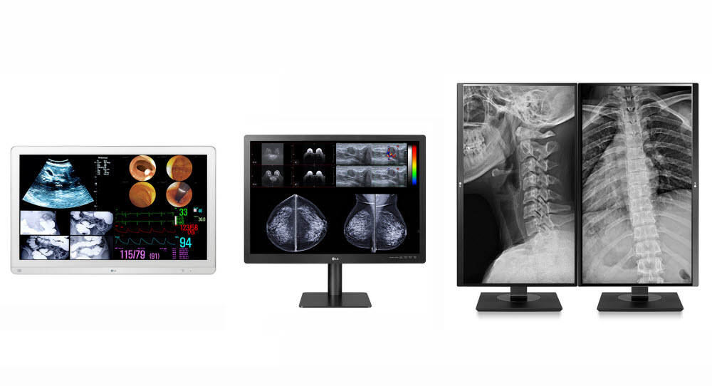 사진 왼쪽부터 LG전자 수술용 모니터(32HL714S), 진단용 모니터(31HN713D), 임상용 모니터(27HJ713C). [자료:LG전자]