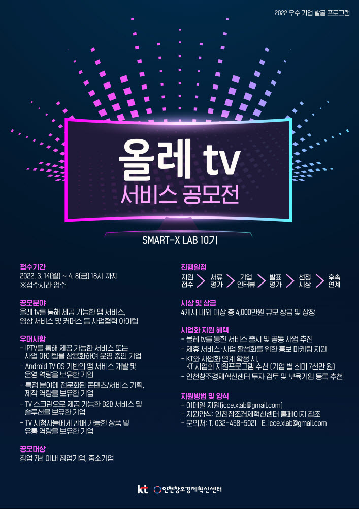 KT, 인천창조경제혁신센터와 IPTV 특화 서비스 공모전