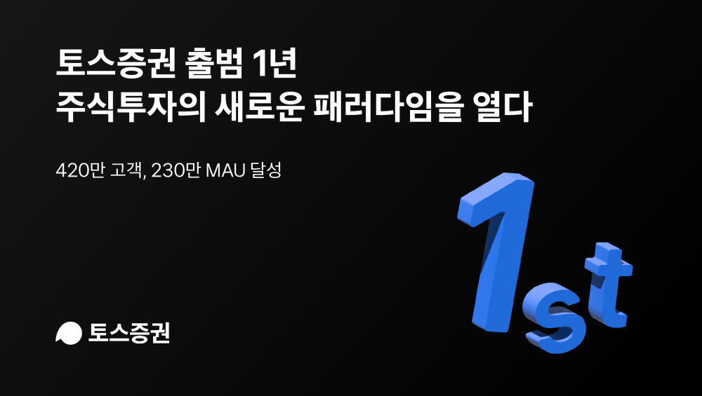 토스증권 출범 1주년…'420만' 고객 확보 고속성장