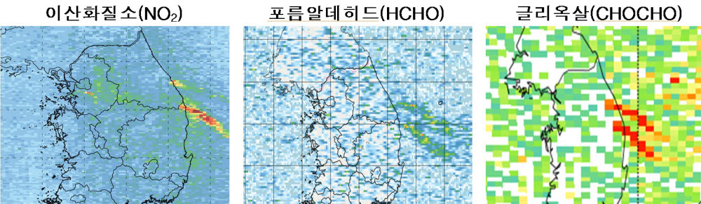 천리안 2호 자외선 채널 영상으로 이달 초 경북 울진에서 발생한 산불이 강한 바람을 타고 강원 삼척까지 이동, 동해 방향으로 확산된 상황을 확인할 수 있다.