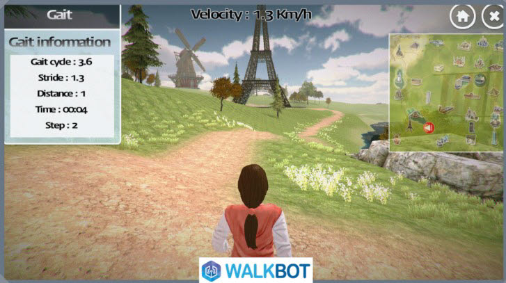 워크봇 사용자가 재미있게 훈련을 할 수 있도록 돕는 3D 증강현실 재활 게임[사진=피앤에스미케닉스]