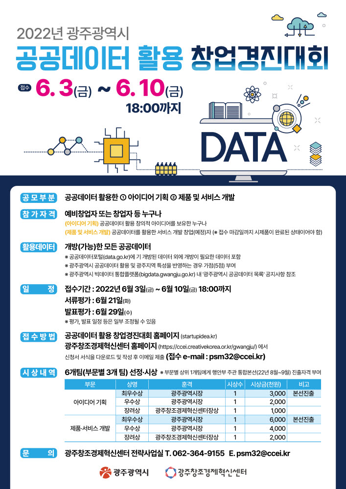 광주시 공공데이터 활용 창업경진대회 포스터.