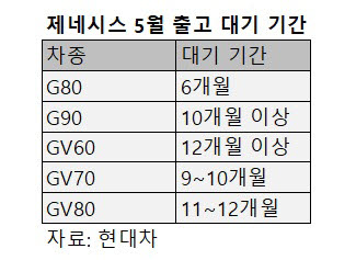 제네시스, 출고까지 최장 '12개월'