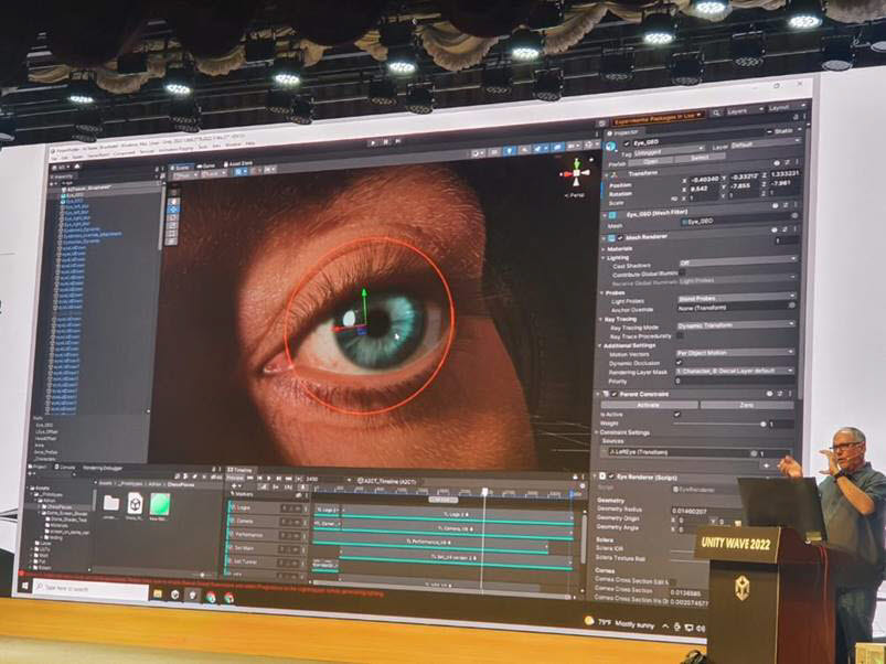 유니티 데모 팀의 최신 플래그십 시네마틱 데모 에너미즈(Enemies) 제작 스토리에 대해 발표하는 마크 쇼엔나젤(Mark Schoennagel)