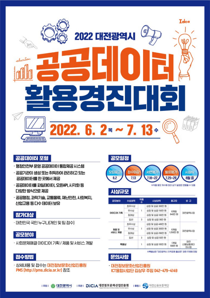 대전시, 2022공공데이터 활용 경진대회 개최