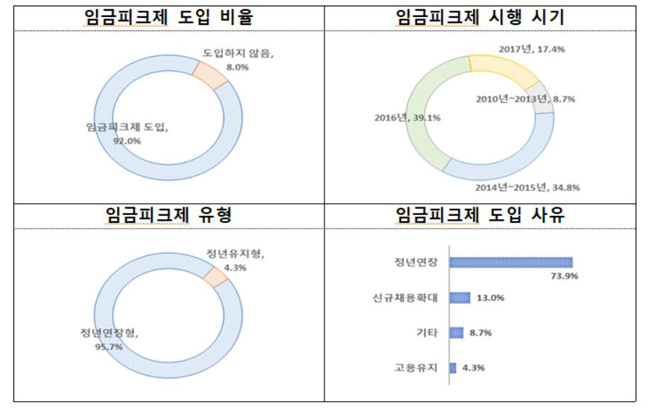 30대 기업 긴급 임금피크제 실태조사 결과(자료: 경총)