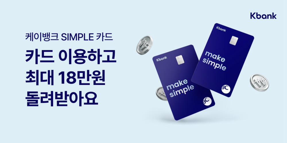 케이뱅크, SIMPLE카드 디자인…최대 18만원 할인 이벤트