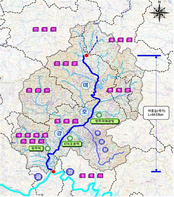 미호강 현황 및 위치도