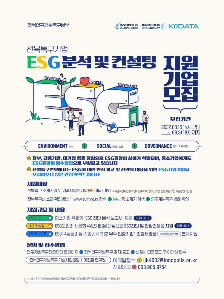 전북연구개발특구본부 ESG 경영 진단·분석 포스터.