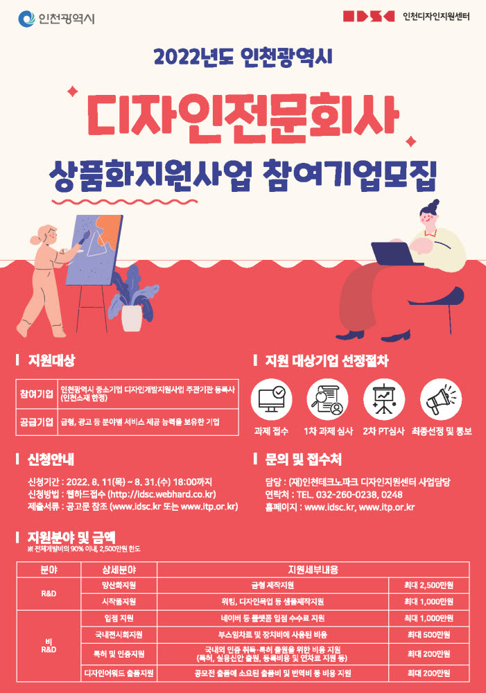 인천테크노파크, 디자인전문회사 상품화지원 포스터