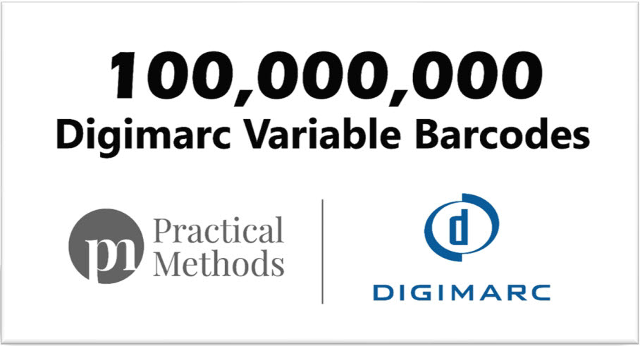 디지털 워터마킹 전문기업 프랙티컬메쏘드가 세계 최초로 워터마크 바코드 생산량 1억개를 달성했다.