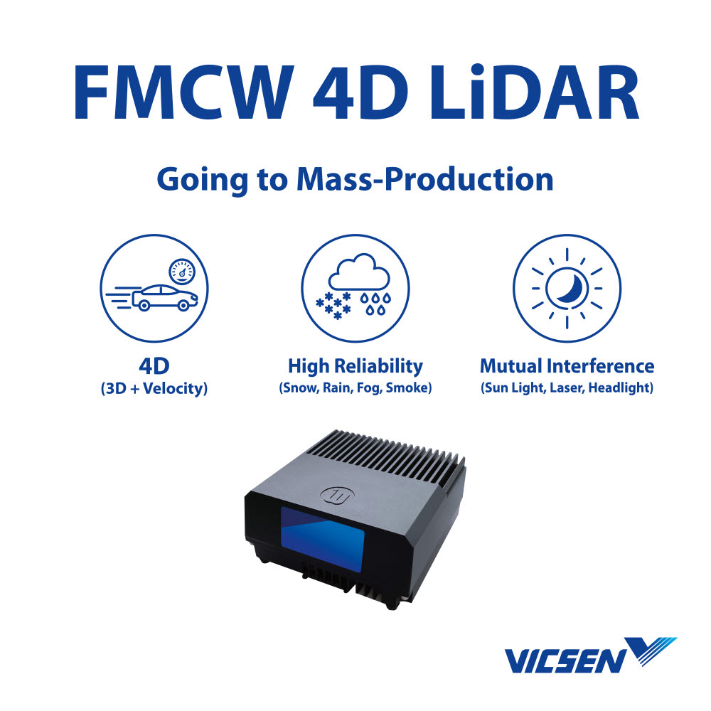 인포웍스-빅센에서 선보인 FMCW 4D 라이다