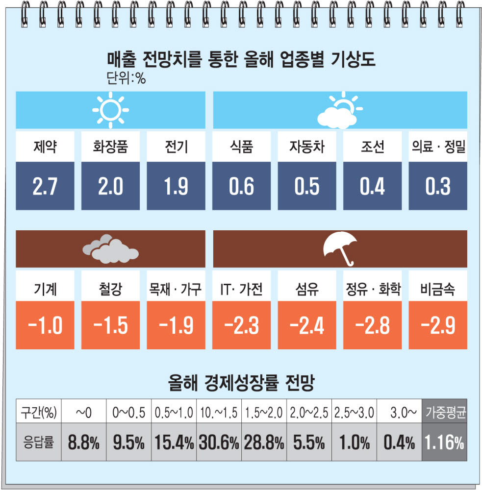 올해 韓경제 날씨…제약·화장품 '맑음' IT·가전 '한파'