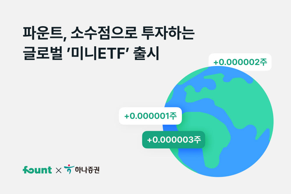 파운트-하나증권, 소수점 매매 적용 글로벌 '미니ETF' 출시