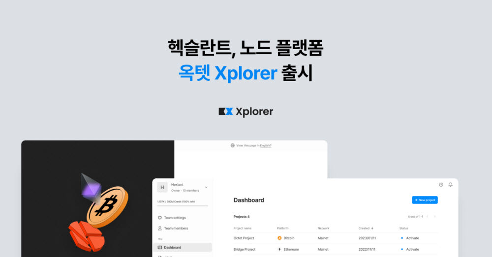 헥슬란트의 멀티체인 노드 플랫폼 옥텟 엑스플로러(Xplorer) 론칭 이미지