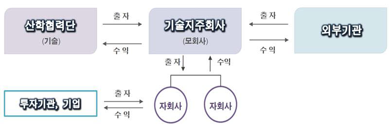 산학연협력기술지주회사(대학기술지주회사) 운영 프로세스(자료:교육부)