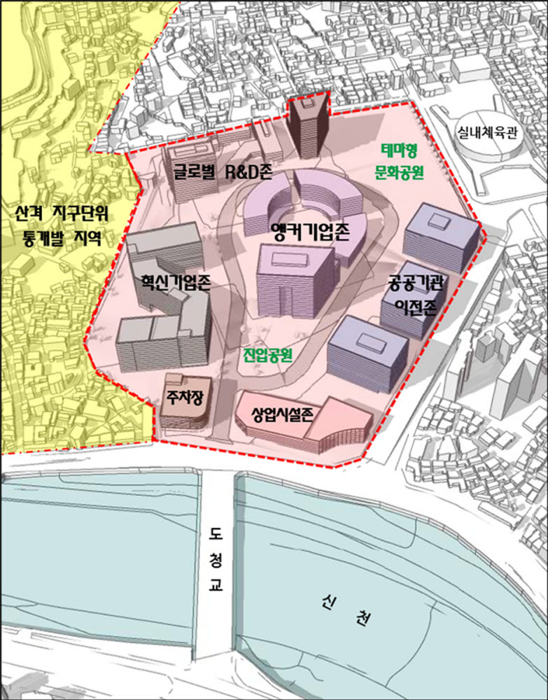 경북도청 후적지의 도심융합특구 공간 구상도